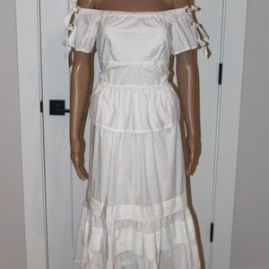 Rebecca Taylor Off Shoulder Tie Midi Dress - New - Size 6